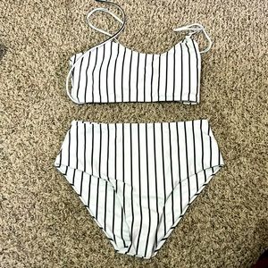 High waisted striped bikini